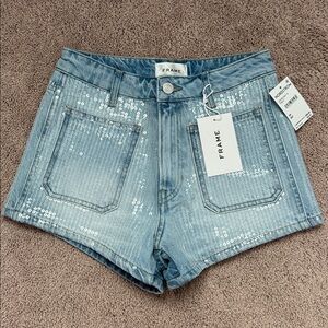 Frame Sequin Denim Shorts Size 24
